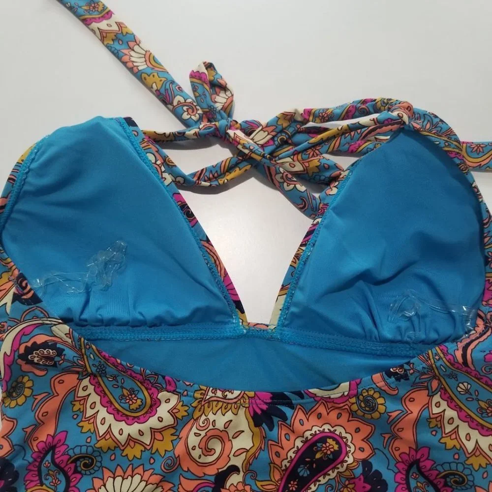 Lucky Brand Paisley Poolside Charm One Piece NWOT Size Large - Picture 8 of 12